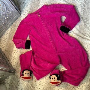 Paul Frank monkey onesie costume small hot pink fleece loungewear girlhoodcore